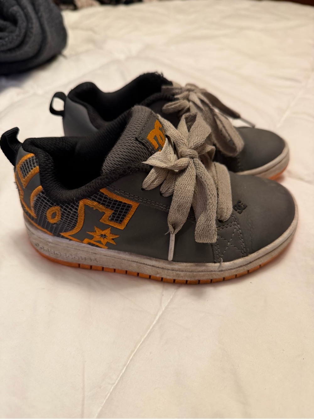DC Kids Gray and Orange Lace-Up Sneakers